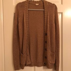 J Crew Gold Metallic Cardigan size Small